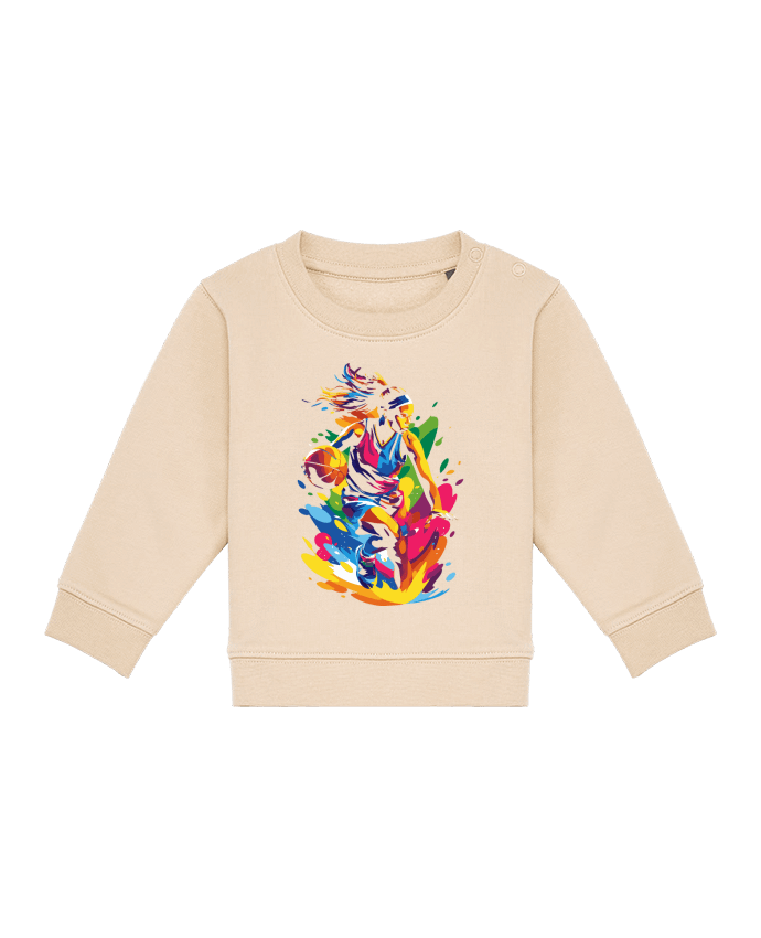 Sweatshirt bébé écoresponsable Femme qui fait du basket por KronoArt