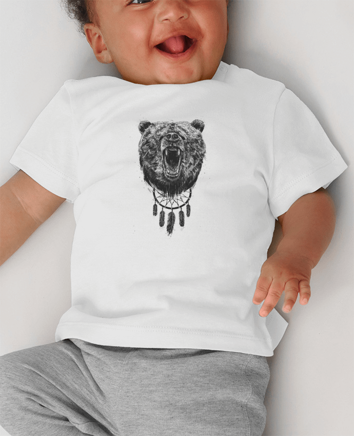 T-shirt bébé Angry bear with antlers manches courtes du designer Balàzs Solti