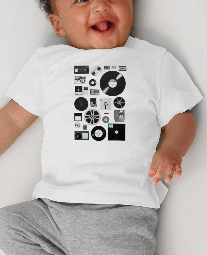 Camiseta Bebé Manga Corta con Botones a Presión Data manches courtes du designer Florent Bodart