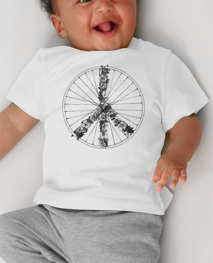 T-shirt bébé Peace and Bike Lines manches courtes du designer Florent Bodart
