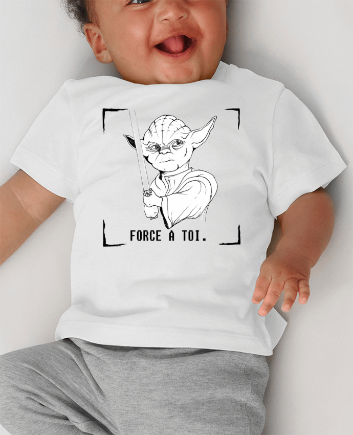 Camiseta Bebé Manga Corta con Botones a Presión Maître Yoda manches courtes du designer Paulo Makesart
