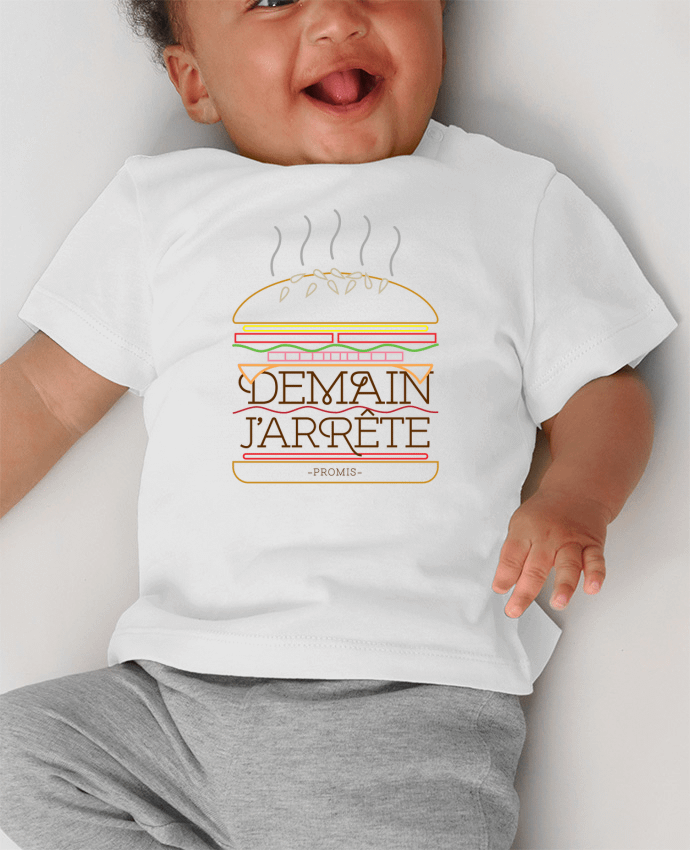 T-shirt bébé Promis, j'arrête les burgers manches courtes du designer Promis