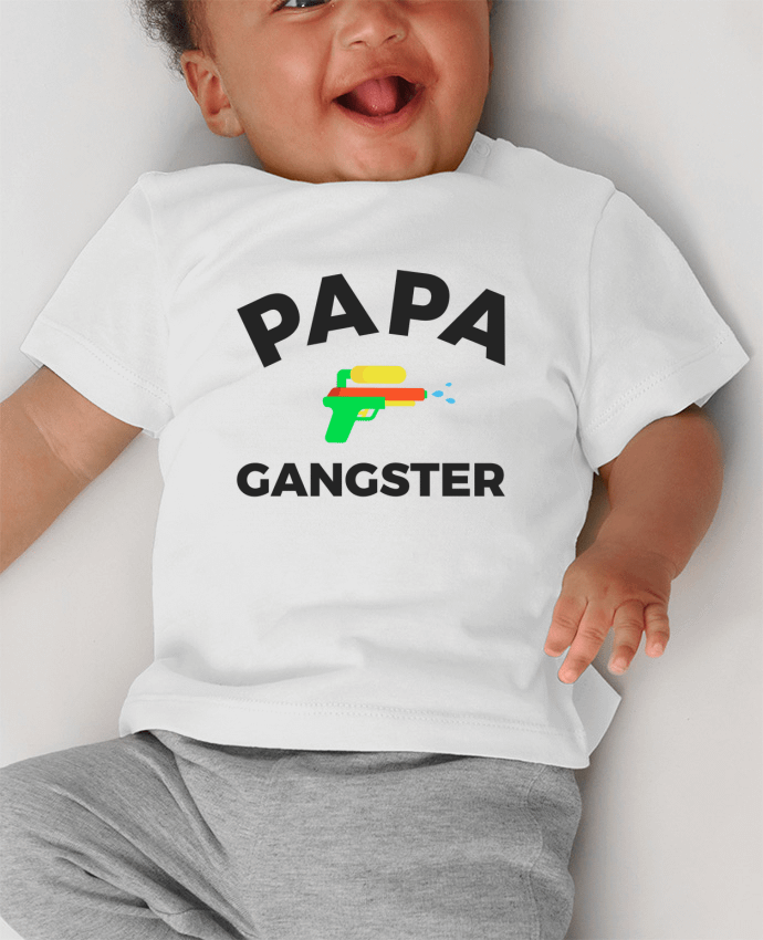 Camiseta Bebé Manga Corta con Botones a Presión Papa Ganster manches courtes du designer Ruuud