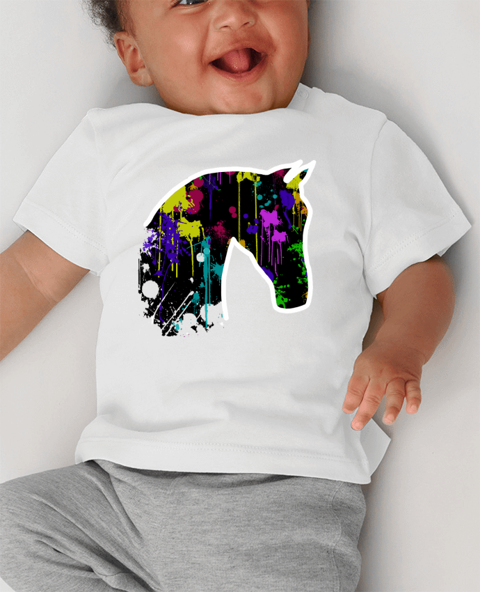 T-shirt bébé Cheval noir avec éclaboussures manches courtes du designer Tasca