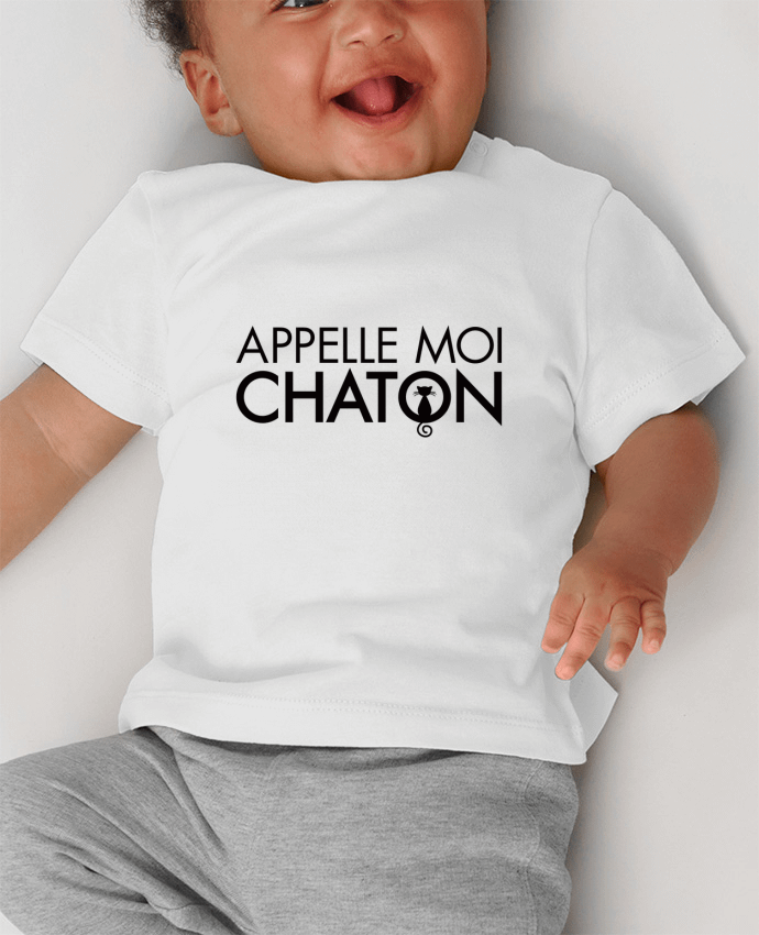 T-shirt bébé Appelle moi Chaton manches courtes du designer Freeyourshirt.com