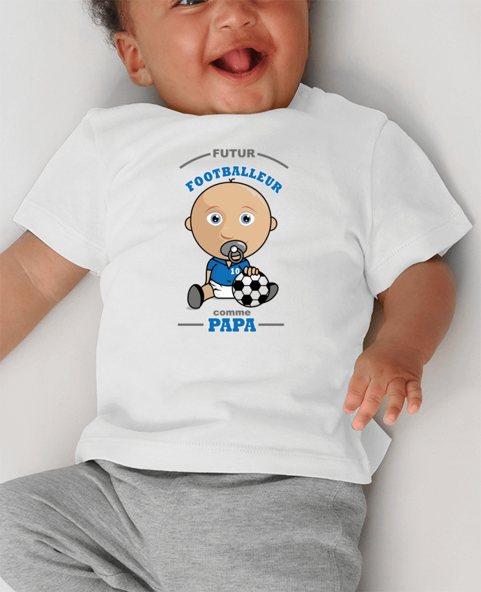 T-shirt bébé Futur Footballeur comme papa manches courtes du designer GraphiCK-Kids