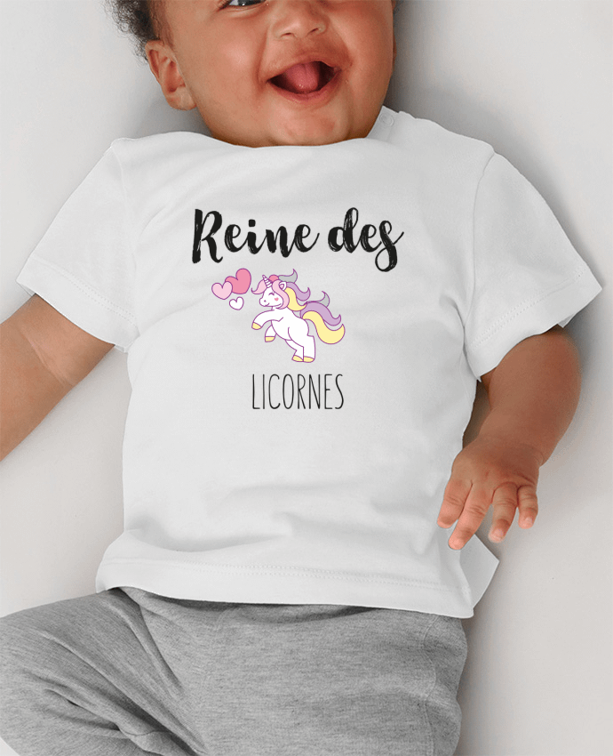 T-shirt bébé Reine des licornes manches courtes du designer tunetoo