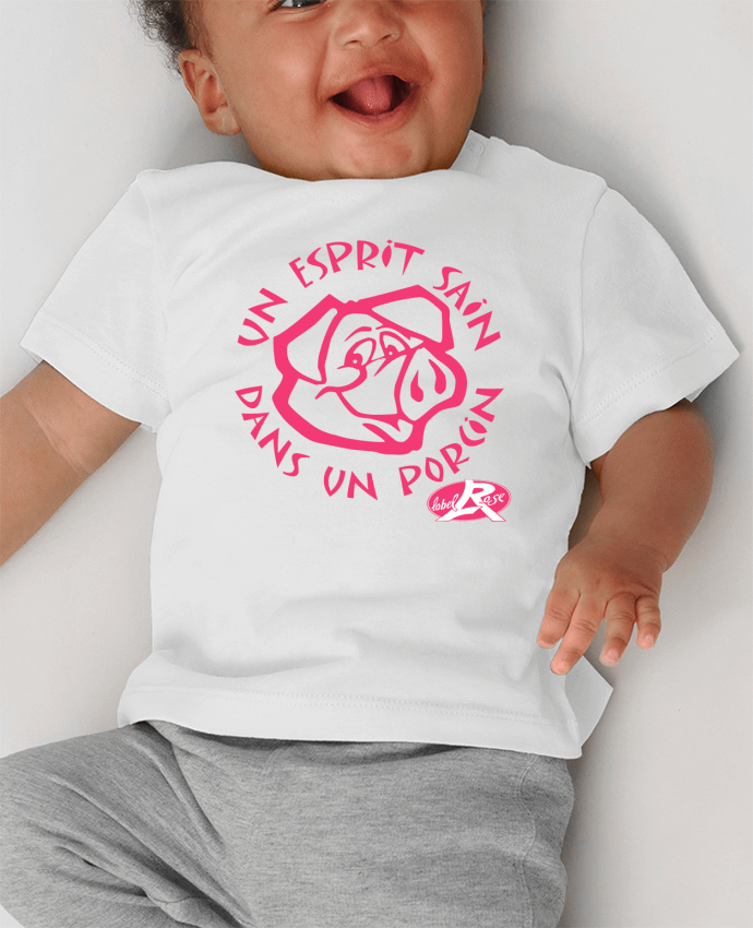 T-shirt bébé un esprit sain dans un  porcin manches courtes du designer LabelRose