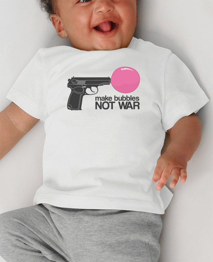 T-shirt bébé Make bubbles NOT WAR manches courtes du designer justsayin