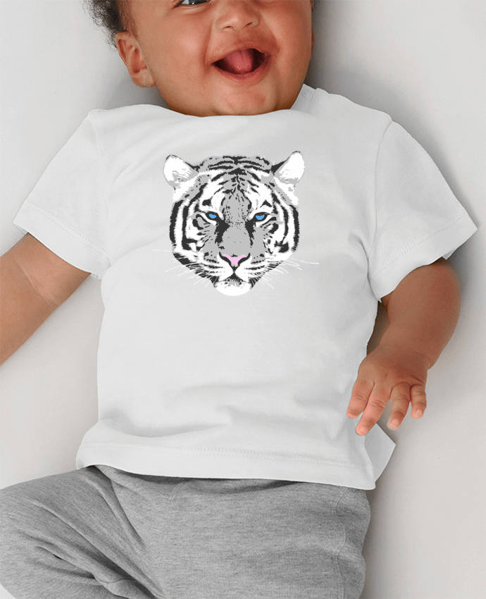 T-shirt bébé Tigre blanc manches courtes du designer justsayin