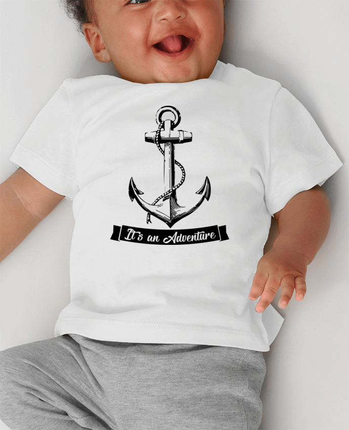 Camiseta Bebé Manga Corta con Botones a Presión It's an Adventure manches courtes du designer 