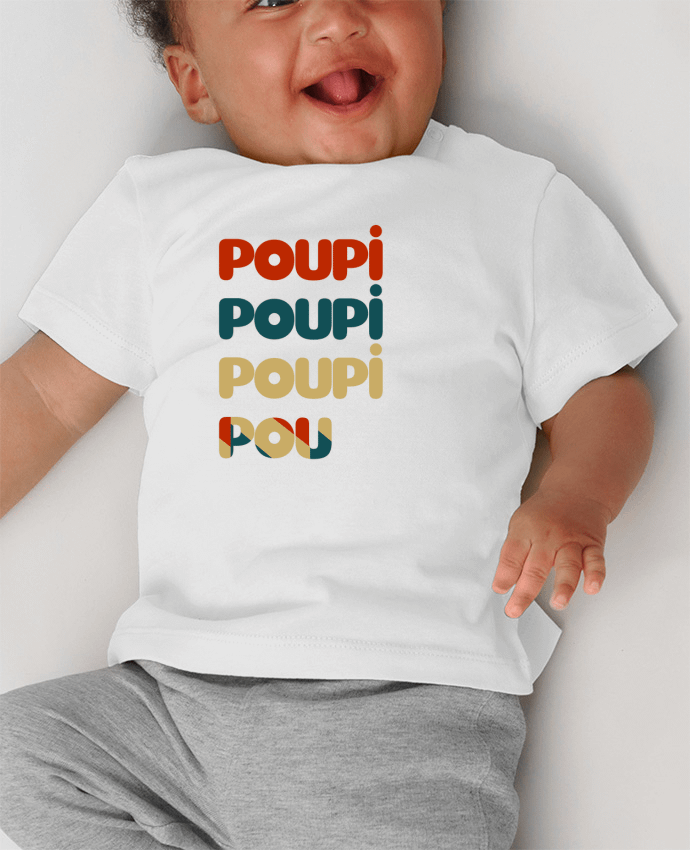 Camiseta Bebé Manga Corta con Botones a Presión Poupi Poupi Poupi Pou manches courtes du designer Le petit monde de Kélyan