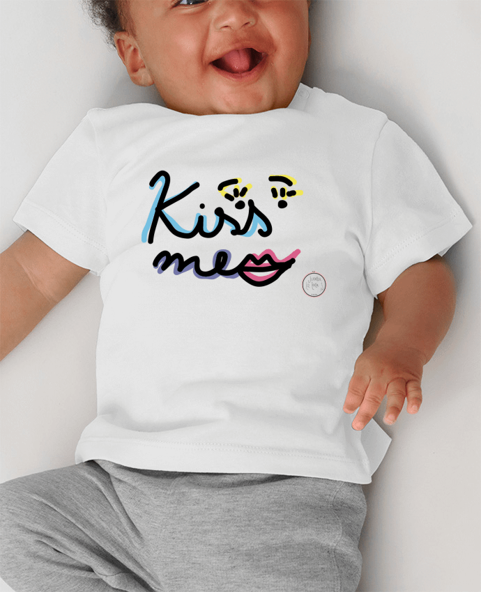T-shirt bébé Kiss me manches courtes du designer Juanalaloca