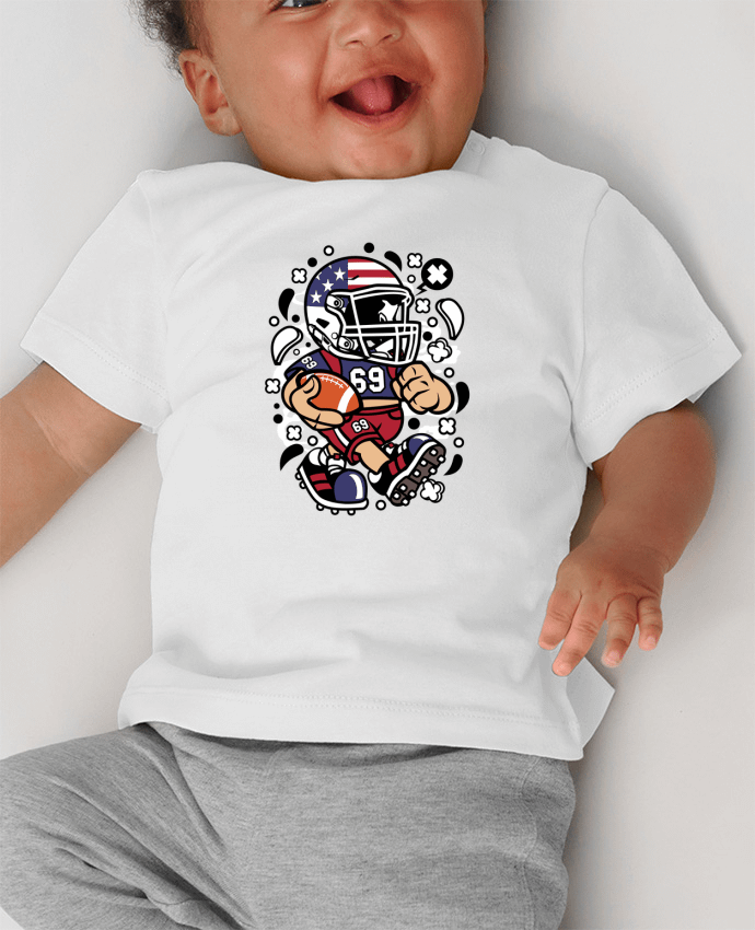 T-shirt bébé Football Américain Cartoon | By Kap Atelier Cartoon manches courtes du designer Kap Ate