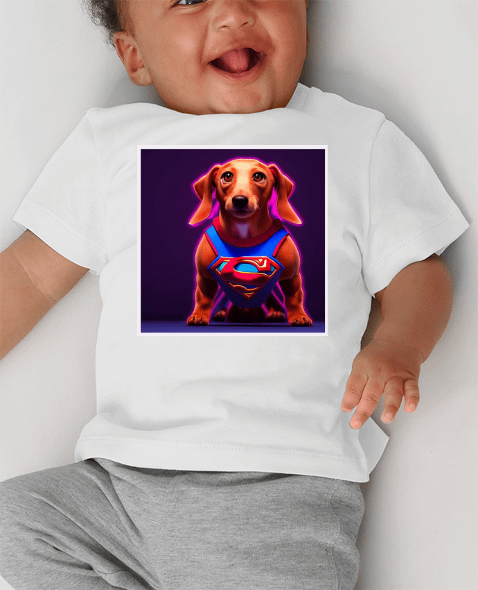 T-shirt bébé Superdog! manches courtes du designer a-Creations