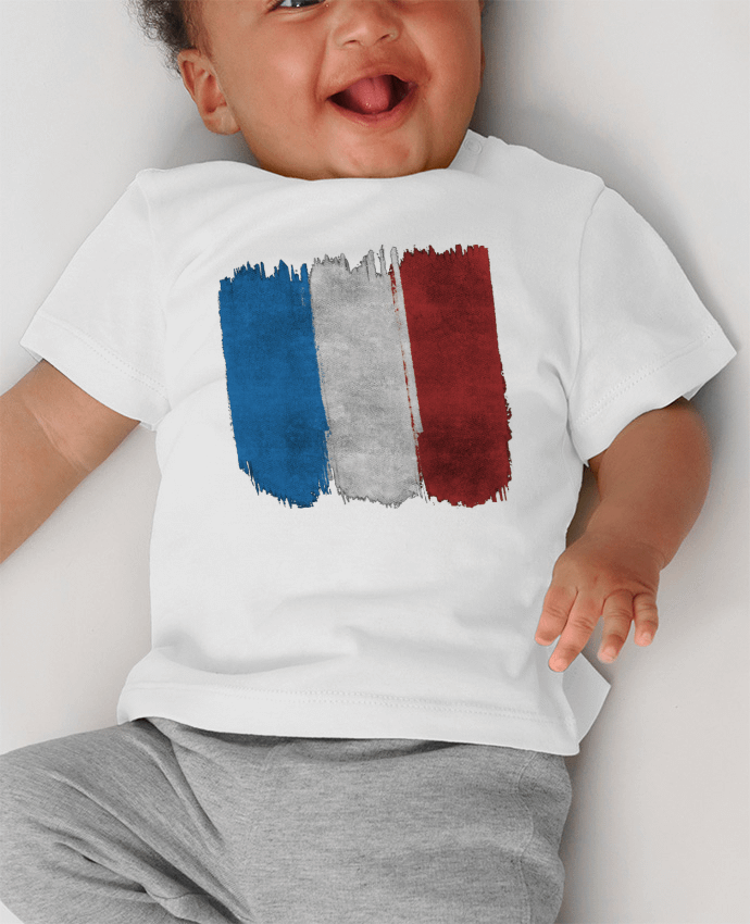 T-shirt bébé Drapeau Français manches courtes du designer KronoArt