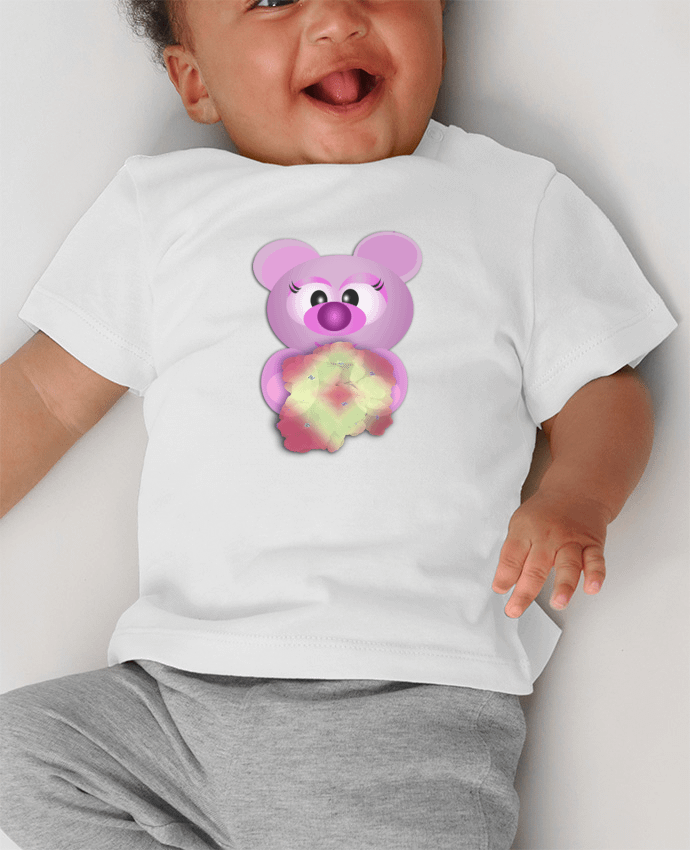 T-shirt bébé Ourson bleu salut manches courtes du designer Claralie