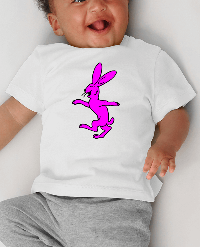 T-shirt bébé Tee shirt Lapin rose joyeux manches courtes du designer Comix-tees