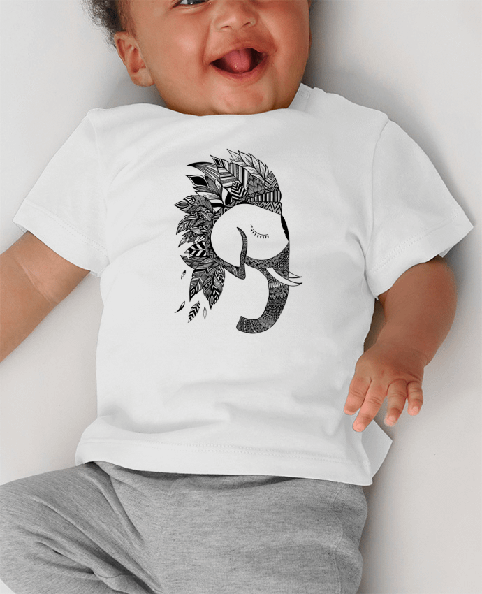 T-shirt bébé Éléphant Bohème manches courtes du designer Mag’Art