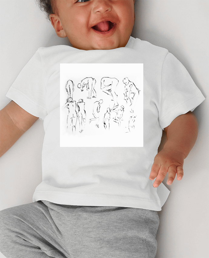 T-shirt bébé Dessins rapides de silhouettes au pinceau manches courtes du designer Simple Art