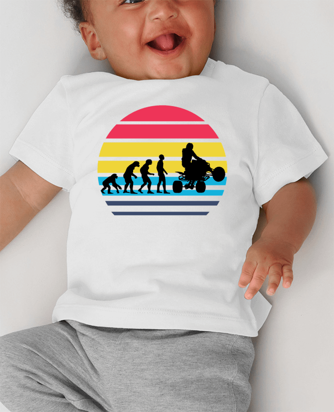 T-shirt bébé Evolution de l'humanité OFFROAD quad manches courtes du designer Cheerocki