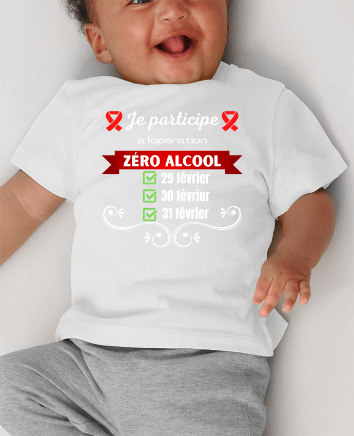 T-shirt bébé Je participe à l'opération zéro alcool v2 manches courtes du designer Cheerocki