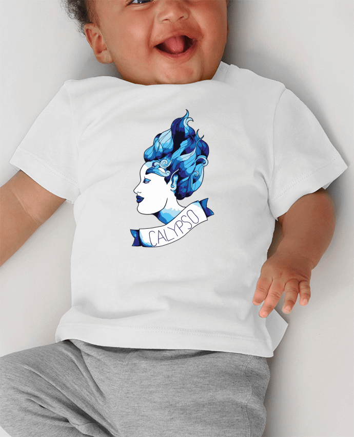T-shirt bébé calypso grise - tatoo old school - déésse des mers manches courtes du designer Mello.Ve