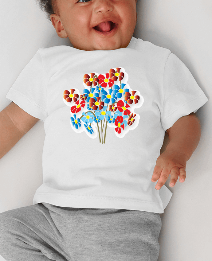 T-shirt bébé Bouquet de fleurs manches courtes du designer illustraman