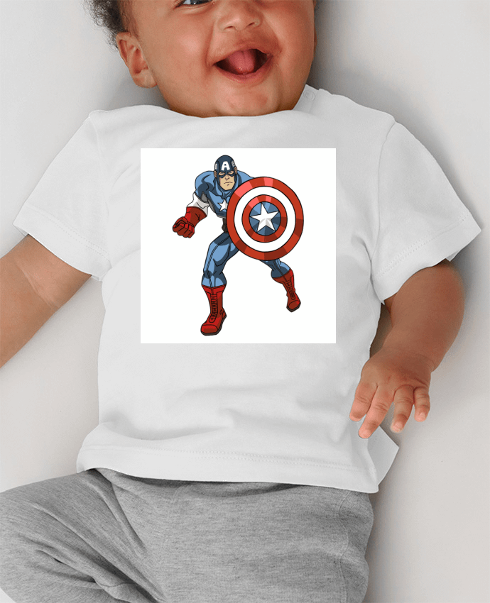 T-shirt bébé Captain America manches courtes du designer Clawcrea 