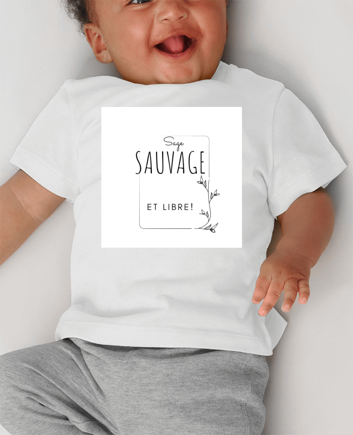 T-shirt bébé sage sauvage et libre manches courtes du designer AudreyTea