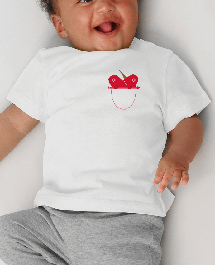 T-shirt bébé LOVE IN POCKET manches courtes du designer Santiaguen