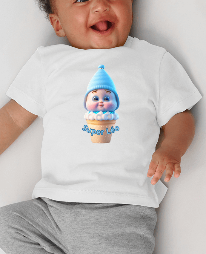 T-shirt bébé Super Léo manches courtes du designer Super_Designer