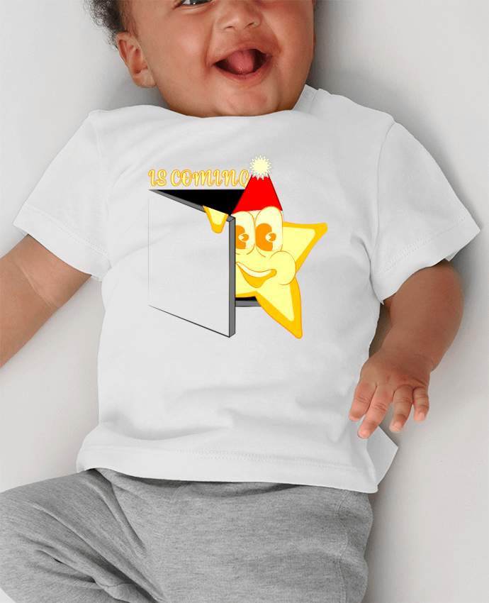 T-shirt bébé IS COMING manches courtes du designer Santiaguen