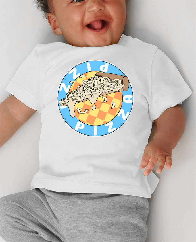 T-shirt bébé Illustrated Pizza Logo manches courtes du designer Loon