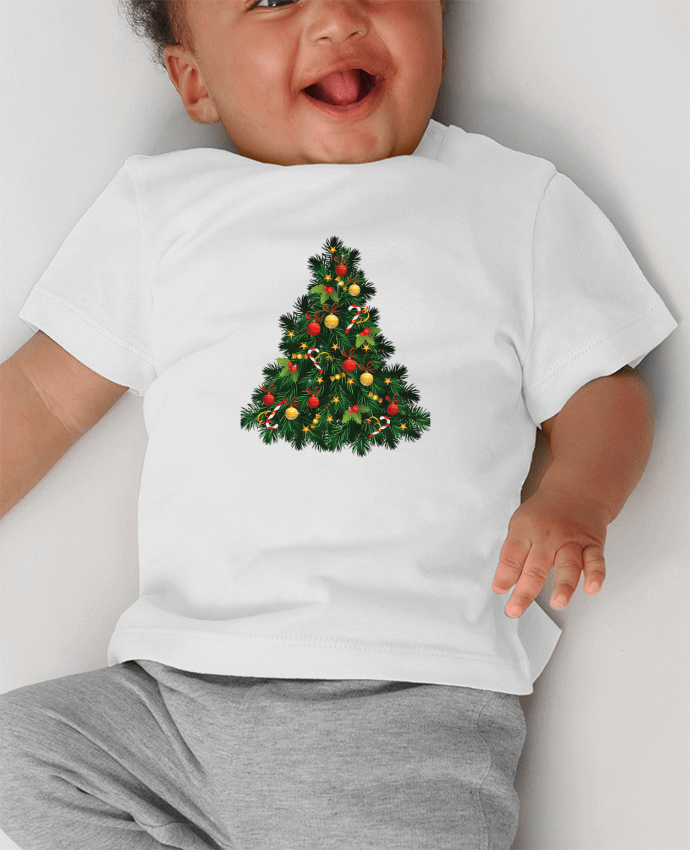 T-shirt bébé Arbol de Navidad manches courtes du designer ColoresCreativo