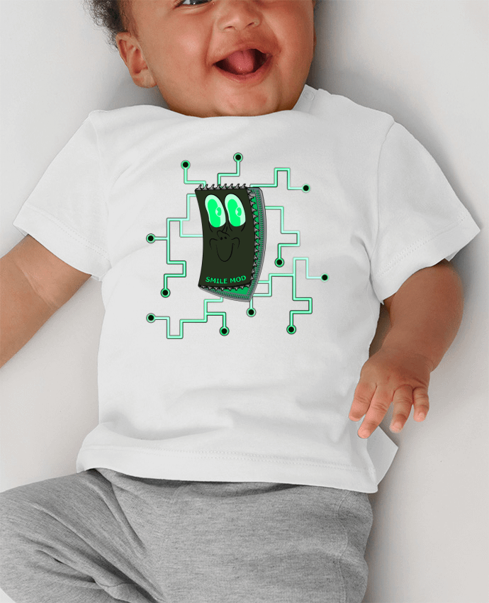 T-shirt bébé SMILE MOD manches courtes du designer Santiaguen