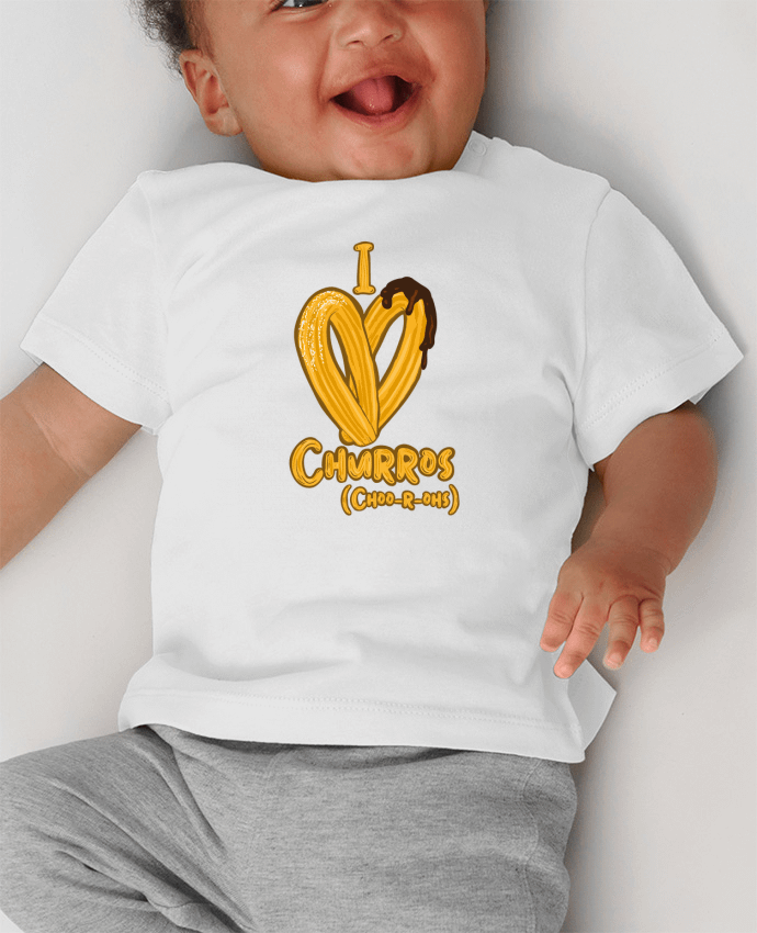 T-shirt bébé I love churros manches courtes du designer Darkafreak