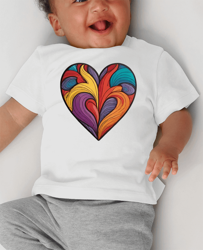 T-shirt bébé COEUR MULTICOLORE manches courtes du designer 33designerarte