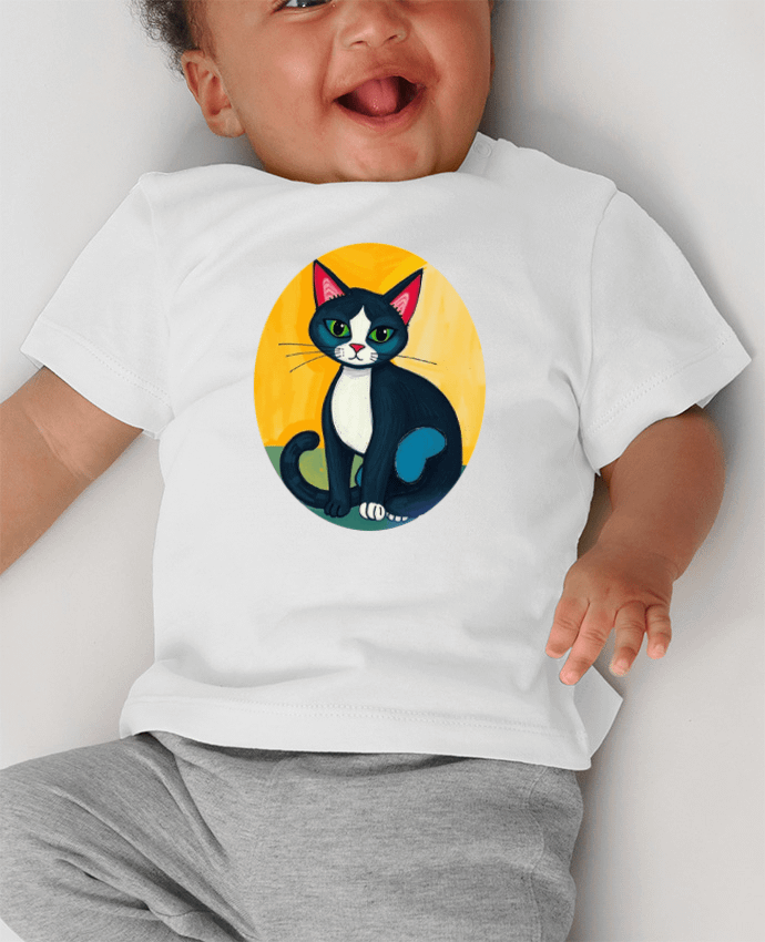 T-shirt bébé Chat picasso manches courtes du designer Toncadeaupersonnalisé_34