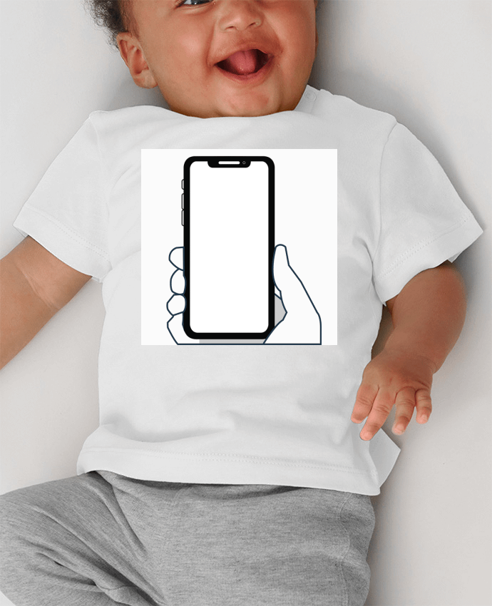 T-shirt bébé Téléphone en main manches courtes du designer Elephant