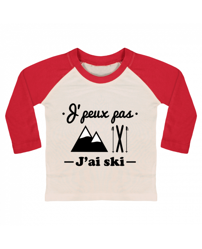T-shirt baby Baseball long sleeve J'peux pas j'ai ski by Benichan