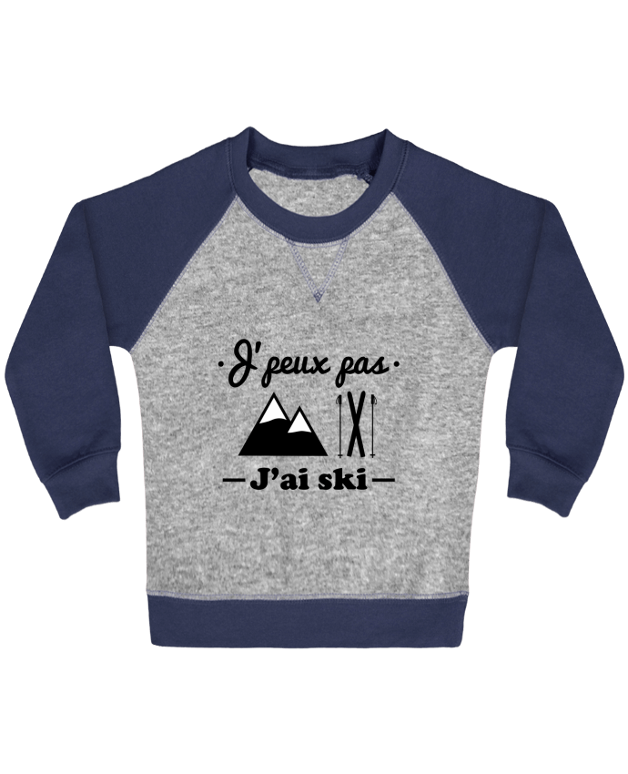 Sweatshirt Baby crew-neck sleeves contrast raglan J'peux pas j'ai ski by Benichan