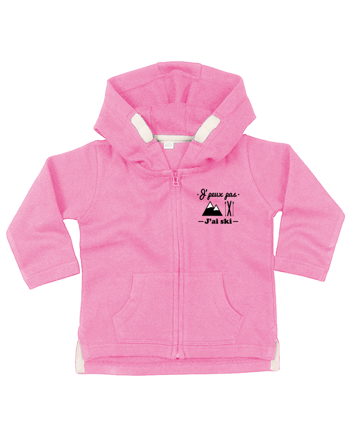 Hoddie with zip for baby J'peux pas j'ai ski by Benichan