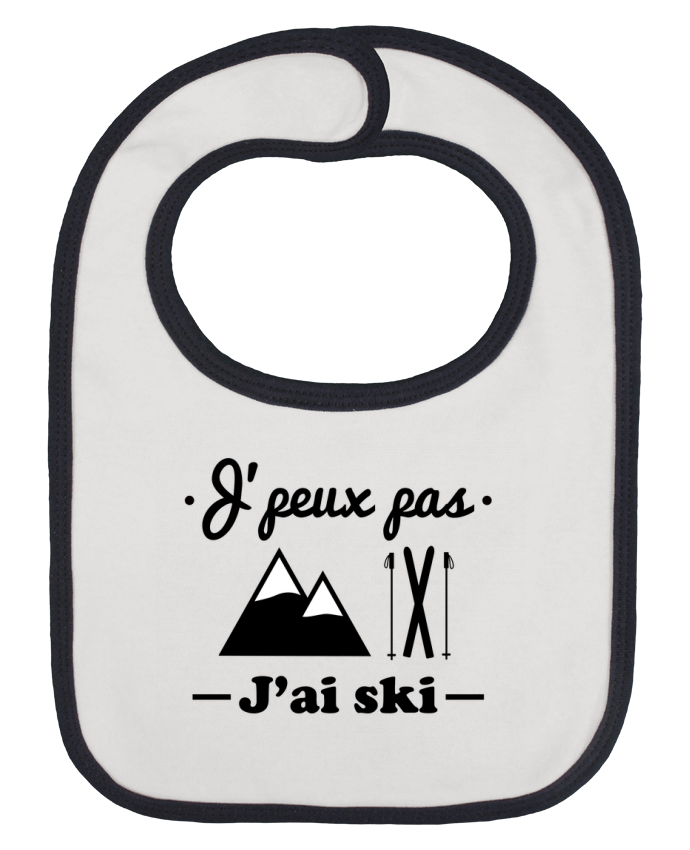 Baby Bib plain and contrast J'peux pas j'ai ski by Benichan