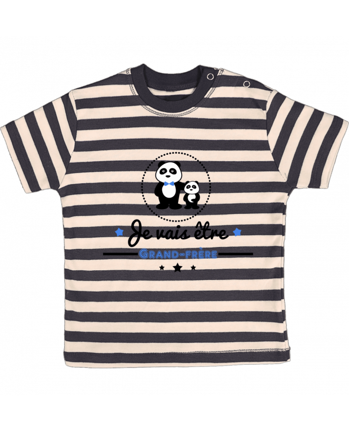 T-shirt baby with stripes Bientôt grand-frère - futur grand frère by Benichan