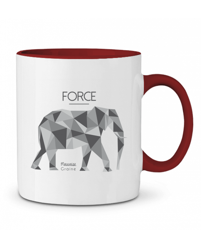 Mug bicolore Force elephant origami Mauvaise Graine