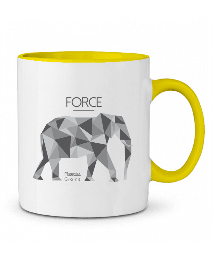 Mug bicolore Force elephant origami Mauvaise Graine
