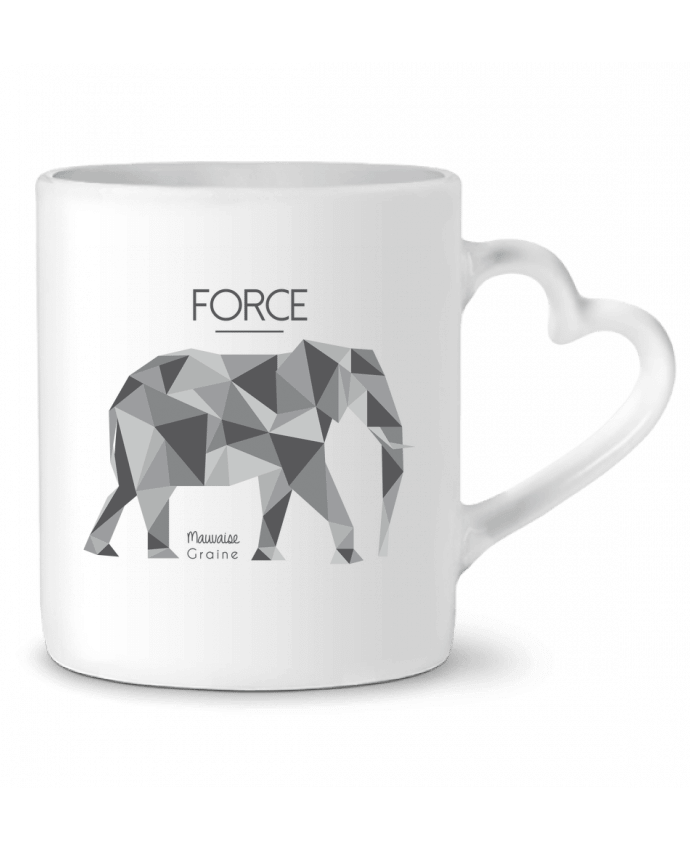 Mug coeur Force elephant origami par Mauvaise Graine