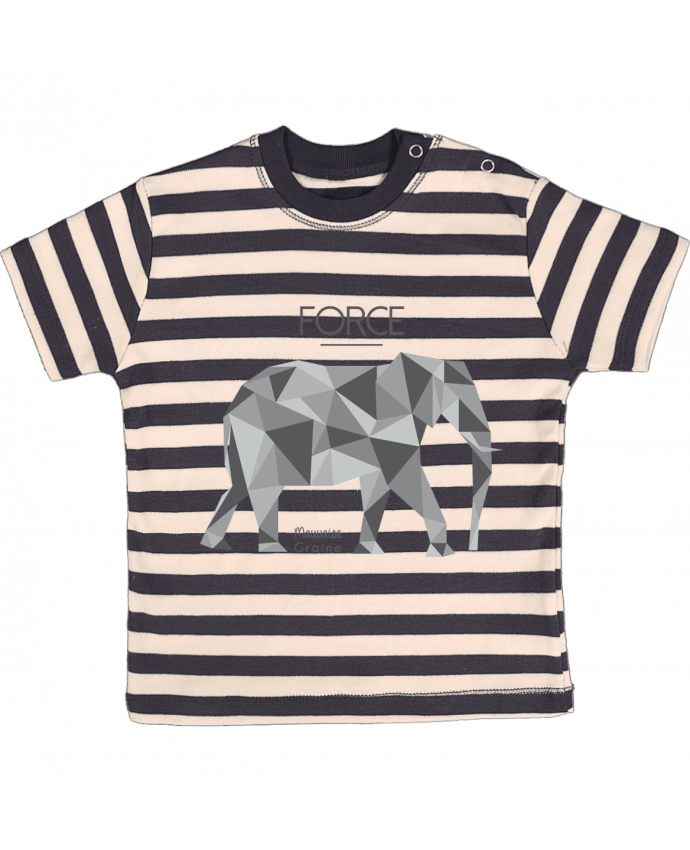 T-shirt baby with stripes Force elephant origami by Mauvaise Graine