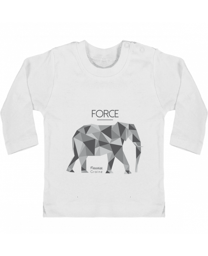 Camiseta Bebé Manga Larga con Botones  Force elephant origami manches longues du designer Mauvaise Graine